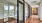 a room with glass doors